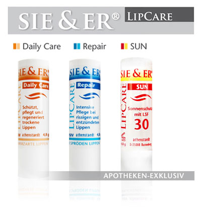 SIE & ER® LipCare - Die Premium-Lippenpflege-Serie, exklusiv aus Ihrer Apotheke! SIE & ER® LipCare - Die Premium-Lippenpflege-Serie